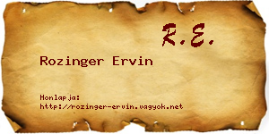 Rozinger Ervin névjegykártya